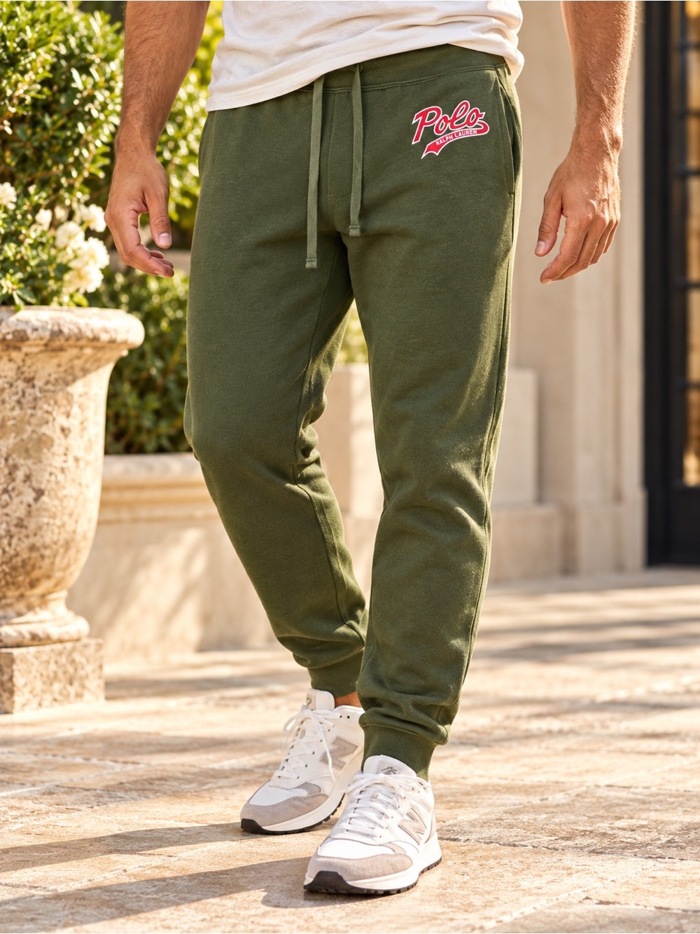 Polo Ralph Lauren Olive Green Fleece Jogger Sweatpants Men’s M #683